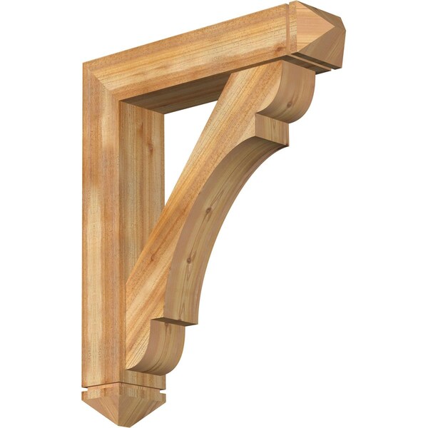 Ekena Millwork Olympic Arts and Crafts Rough Sawn Bracket w/ Offset Brace, Western Red Cedar, 8"W x 36"D x 44"H BKT0806X36X44OLY03RWR - main